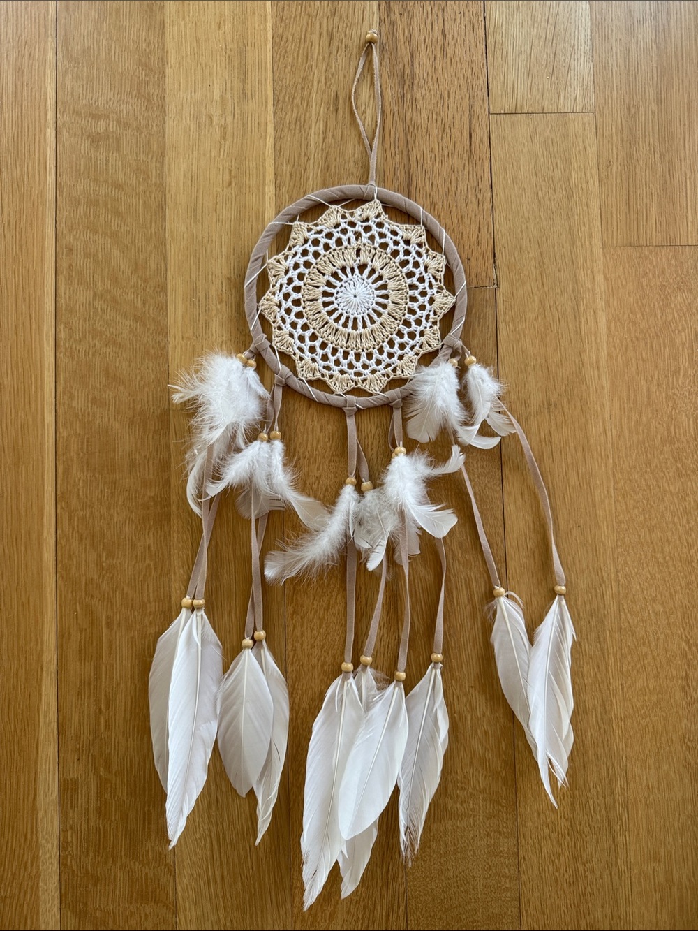 Handcrafted Beige & White Dreamcatcher Wall Decor